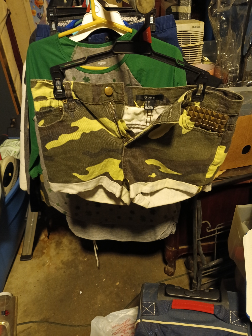 Forever 21 Yellow & Olive Camo Studded Shorts